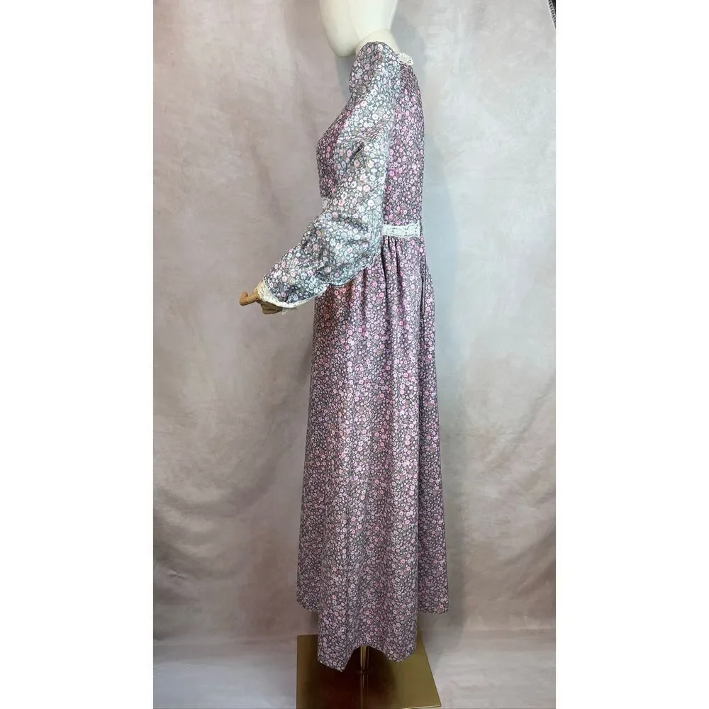 Vintage 1970s Victorian Prairie Dress Gunne Style Prairie Dress Floral Renaissan